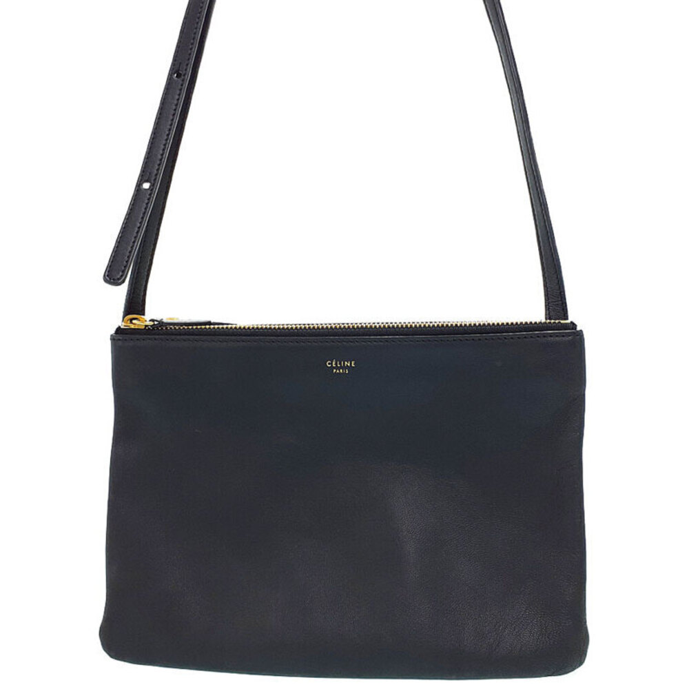 Celine Trio Leather Crossbody Bag Black